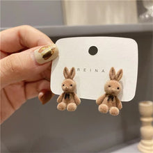 Load image into Gallery viewer, Bear Earrings For Women Girls 2023 Fashion Korea Silver Needle Autumn And Winter Earrings Cute Flocking rabbit Ear Studs Jewelry
