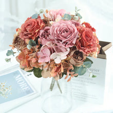 Load image into Gallery viewer, Hydrangea Roses Artificial Flowers for Home Wedding Decorations High Quality Autumn Bouquet Mousse Peony Fake Flower

