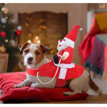 Load image into Gallery viewer, Dog Santa Claus Riding Christmas Costume Funny Pet Cowboy Rider Horse Outfit Puppy Cats Clothes Party Clothing
