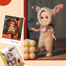 Load image into Gallery viewer, Bjd Doll 16CM 13 Movable Joints Cute Smile Face Shape and Bunny Ears Clothes Suit Doll Toy Best Gift for Kids
