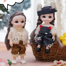 Load image into Gallery viewer, Bjd Doll 16CM 13 Movable Joints Cute Smile Face Shape and Bunny Ears Clothes Suit Doll Toy Best Gift for Kids
