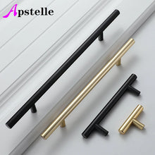 Load image into Gallery viewer, Doorknob Black Golden Cupboard Handle Brushed Stainless Steel Kitchen Cabinet Door Knob Furniture Drawer Pull  Hardware Pulls  Bar Handle

