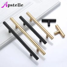 Load image into Gallery viewer, Doorknob Black Golden Cupboard Handle Brushed Stainless Steel Kitchen Cabinet Door Knob Furniture Drawer Pull  Hardware Pulls  Bar Handle
