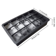 Load image into Gallery viewer, Black Grade Silicone 15-grid Cube Jumbo Silicone Ice Cube Square Tray Mold Mould Non-toxic Durable Bar Pub Wine Ice Blocks Maker
