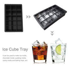 Load image into Gallery viewer, Black Grade Silicone 15-grid Cube Jumbo Silicone Ice Cube Square Tray Mold Mould Non-toxic Durable Bar Pub Wine Ice Blocks Maker

