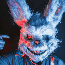 Load image into Gallery viewer, Bloody Plush Bunny Mask Halloween Ghost Festival Mask Realistic Bloody Bear Headgear Performance Prop Halloween Horror Mask
