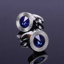 Load image into Gallery viewer, Blue Crystal Cone Cufflinks Men Classic   Blue Prismatic Cuff Button Designer High Quality Men's Shirt Taper Cuff Links
