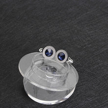 Load image into Gallery viewer, Blue Crystal Cone Cufflinks Men Classic   Blue Prismatic Cuff Button Designer High Quality Men's Shirt Taper Cuff Links
