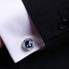 Load image into Gallery viewer, Blue Crystal Cone Cufflinks Men Classic   Blue Prismatic Cuff Button Designer High Quality Men's Shirt Taper Cuff Links
