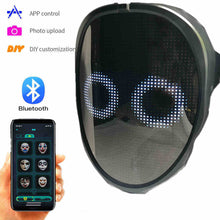 Load image into Gallery viewer, Bluetooth RGB Light Up LED Mask Diy Picture Animation Text Halloween Christmas Carnival Costume Party Game Child Masks Deco GIFT
