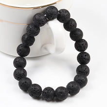 Load image into Gallery viewer, Buddha Black White Natural Stone Rock Lava Beads Strand Bracelet Men Women Rosary Bracelets Meditation Bangles Yoga Jewelry Gift

