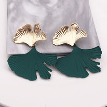 Load image into Gallery viewer, Bohemian Geometric Gold Color Ginkgo biloba Leaf Shape Drop Earrings for Women Statement Earring Jewelry Accessories Punk
