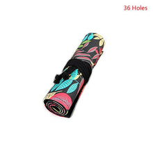 Load image into Gallery viewer, Pencil Case Tree Leaf 12/24/36/48/72 Holes Canvas Roll Pen Curtain Makeup Wrap Holder

