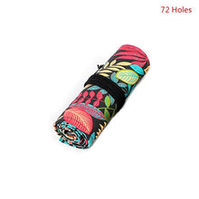 Load image into Gallery viewer, Pencil Case Tree Leaf 12/24/36/48/72 Holes Canvas Roll Pen Curtain Makeup Wrap Holder
