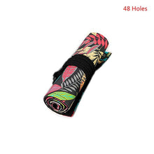 Load image into Gallery viewer, Pencil Case Tree Leaf 12/24/36/48/72 Holes Canvas Roll Pen Curtain Makeup Wrap Holder
