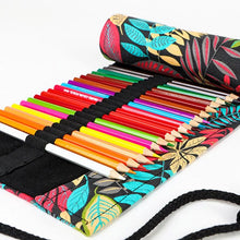 Load image into Gallery viewer, Pencil Case Tree Leaf 12/24/36/48/72 Holes Canvas Roll Pen Curtain Makeup Wrap Holder
