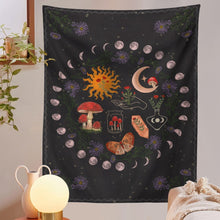 Load image into Gallery viewer, Botanical Cactus Tapestry Wall Hanging Moon Starry Mushroom Chart Hippie Bohemian Tapestries Psychedelic Witchcraft Home Decor
