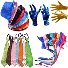 Load image into Gallery viewer, Boy Girl Men Woman Sequin Hat Bow Tie Gloves for Fancy Dress  Birthday Party Cap Jazz Hat Dance Show Tie Wedding Props Costume
