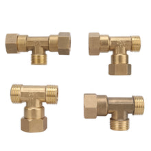Load image into Gallery viewer, Brass pipe fitting male-female thread conversion connection 1/2” T-shaped three-way copper water oil gas adapter garden fittings
