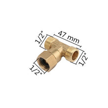 Load image into Gallery viewer, Brass pipe fitting male-female thread conversion connection 1/2” T-shaped three-way copper water oil gas adapter garden fittings
