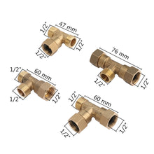 Load image into Gallery viewer, Brass pipe fitting male-female thread conversion connection 1/2” T-shaped three-way copper water oil gas adapter garden fittings
