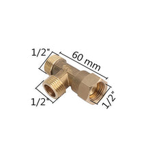 Load image into Gallery viewer, Brass pipe fitting male-female thread conversion connection 1/2” T-shaped three-way copper water oil gas adapter garden fittings

