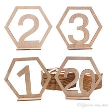 Load image into Gallery viewer, Wedding Table Numbers With Holders Clear Acrylic Calligraphy Wedding Signage Clear Wood Table Number Stand-
