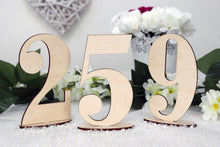 Load image into Gallery viewer, Wedding Table Numbers With Holders Clear Acrylic Calligraphy Wedding Signage Clear Wood Table Number Stand-
