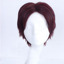 Load image into Gallery viewer, Bungou Stray Dogs Sakunosuke Oda Short Brown Red Styled Cosplay Wig Heat Resistant Hair Cos Wigs + Wig Cap
