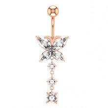 Load image into Gallery viewer, Zircon Belly Button Ring Surgical Steel Barbells Button Ring DIY Belly Ring Barbell Dangle Belly Rings Body Jewelry
