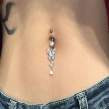 Load image into Gallery viewer, Zircon Belly Button Ring Surgical Steel Barbells Button Ring DIY Belly Ring Barbell Dangle Belly Rings Body Jewelry
