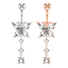 Load image into Gallery viewer, Zircon Belly Button Ring Surgical Steel Barbells Button Ring DIY Belly Ring Barbell Dangle Belly Rings Body Jewelry
