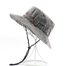 Load image into Gallery viewer, Cotton UV Protection Sun Hats For Women Men Fishing Hiking Bucket Hat Floral Ribbon Design Outdoor Beach Cap
