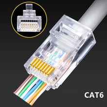 Load image into Gallery viewer, 50Pcs CAT6 Connector Plugs RJ45 Network Cable Modular Pass Through CAT6 RJ45 Connector Plugs 8P8C Accessories Strong Plasticity
