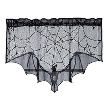 Load image into Gallery viewer, Halloween Decorative Bats Curtains Black Lace Spider Web Holiday Stove Towel Lampshade Fireplace Cloth Decor for Spooky Festival
