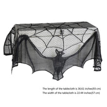 Load image into Gallery viewer, Halloween Decorative Bats Curtains Black Lace Spider Web Holiday Stove Towel Lampshade Fireplace Cloth Decor for Spooky Festival
