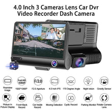 Load image into Gallery viewer, Car DVR 3 Cameras Lens 4 Inch IPS Dash Cam Dual Lens With Rearview Camera Video Recorder Auto Registrator Night Vision Dashcam
