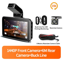 Load image into Gallery viewer, Car Dash Cam 1440P Dash Camera Dual Lens Built in  DVR Recorder Dashcam  G-Sensor Loop Recording parking monitoring
