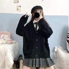 Load image into Gallery viewer, Cardigan Women Solid Oversize Loose Sweaters Student Preppy Sweet Girl Cute Knitwear New All-match Soft
