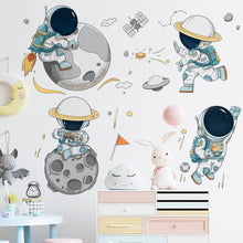 Load image into Gallery viewer, Cartoon Space Rocket Height Measure Up Ruler Wall Sticker for Kids Rooms Growth Chart Nursery Room Decor Wall Art
