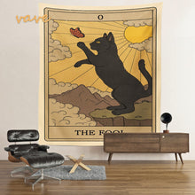 Load image into Gallery viewer, Cat Tarot Card Tapestry Wall Hanging Boho Hippie Sun Moon Star Cloth Fabric Large Tapestry Aesthetic Interior Dorm Bedroom Decor
