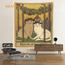 Load image into Gallery viewer, Cat Tarot Card Tapestry Wall Hanging Boho Hippie Sun Moon Star Cloth Fabric Large Tapestry Aesthetic Interior Dorm Bedroom Decor
