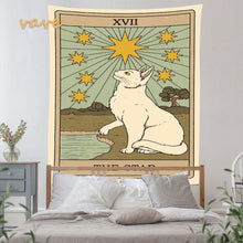 Load image into Gallery viewer, Cat Tarot Card Tapestry Wall Hanging Boho Hippie Sun Moon Star Cloth Fabric Large Tapestry Aesthetic Interior Dorm Bedroom Decor
