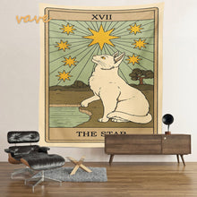 Load image into Gallery viewer, Cat Tarot Card Tapestry Wall Hanging Boho Hippie Sun Moon Star Cloth Fabric Large Tapestry Aesthetic Interior Dorm Bedroom Decor
