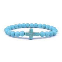 Load image into Gallery viewer, Charm Natural Stone Bracelet Cross Black Lava Matte Beaded Bracelets Handmade Men Women Prayer Fitness Chain Couple Jewelry Gift
