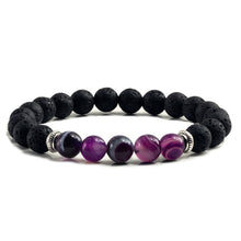 Load image into Gallery viewer, Charm Purple Agates Natural Weathered Gem Stone Bead Strand Women Stretch Bracelet Reiki Yoga Jewelry Best Friend Gift Pulseras
