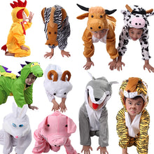 Load image into Gallery viewer, Children Kids Animal Costumes Dinosaur Tiger Horse Pig Elephant Cow Wolf fox rabbit Cosplay Halloween Gift Animals Jumpsuit
