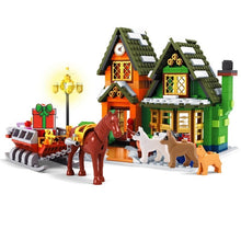 Load image into Gallery viewer, Christmas City Street View Train Building Blocks Christmas  Winter Village  Merry House Claus Bricks Toys Kids Christmas Gifts
