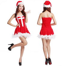 Load image into Gallery viewer, Christmas Costume Sexy Women Split Cosplay White Velvet Fleece Shawls Deep Shiny Leotard Snow Maiden Outfit Year's Dress
