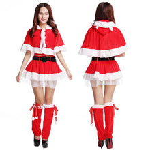 Load image into Gallery viewer, Christmas Costume Sexy Women Split Cosplay White Velvet Fleece Shawls Deep Shiny Leotard Snow Maiden Outfit Year's Dress
